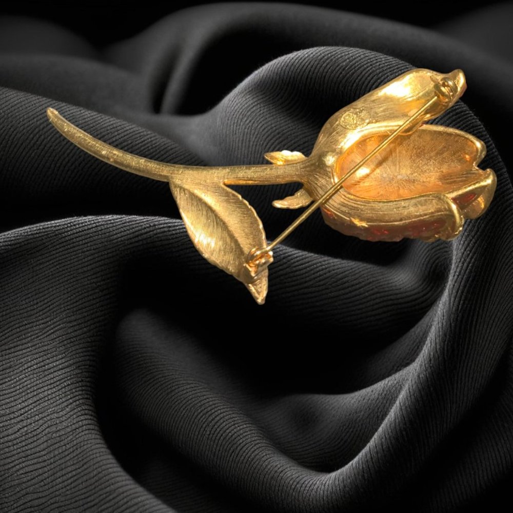 Close-Packed Square Ruby Rose Gold Plated Brooch - image 4